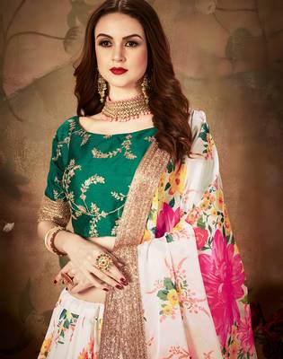 cream organza printed lehenga choli 3