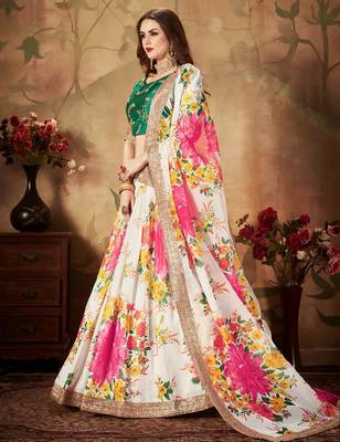 cream organza printed lehenga choli 4
