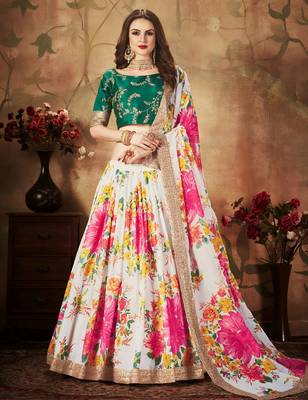 cream organza printed lehenga choli 1