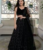 black organza embroidered lehenga choli