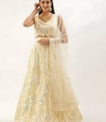 cream net embroidered lehenga choli