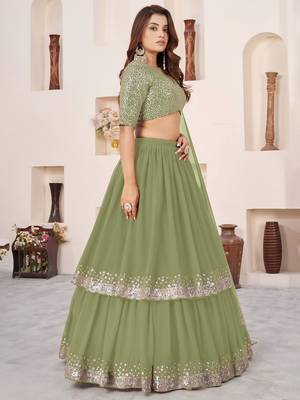 olive georgette embroidered lehenga choli 3