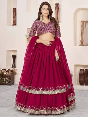 pink georgette embroidered lehenga choli 2