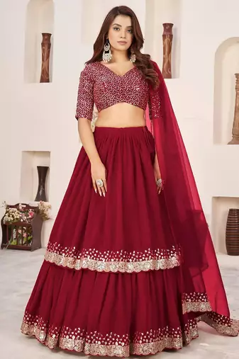 pink georgette embroidered lehenga choli