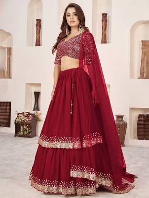 pink georgette embroidered lehenga choli 4