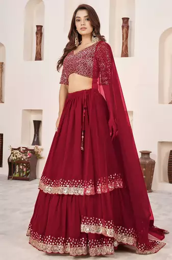 pink georgette embroidered lehenga choli