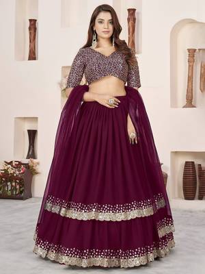 purple georgette embroidered lehenga choli 4