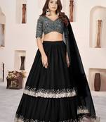 black georgette embroidered lehenga choli