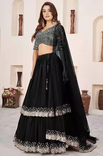 black georgette embroidered lehenga choli