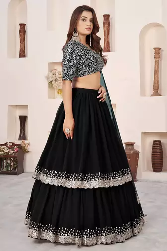 black georgette embroidered lehenga choli