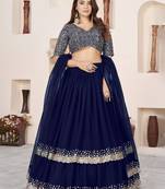 royal blue georgette embroidered lehenga choli