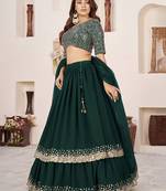 green georgette embroidered lehenga choli
