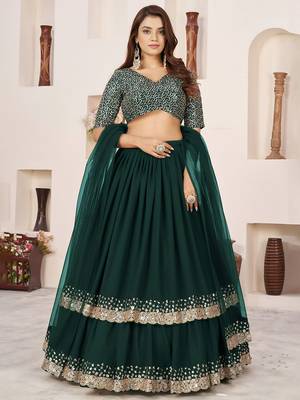 green georgette embroidered lehenga choli 2