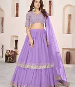 lavender georgette embroidered lehenga choli