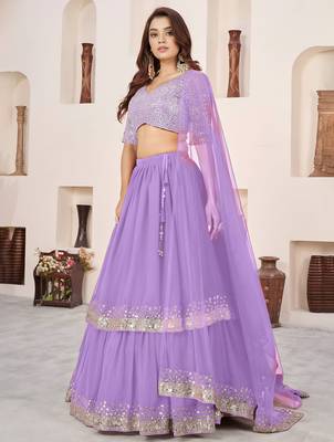 lavender georgette embroidered lehenga choli 2