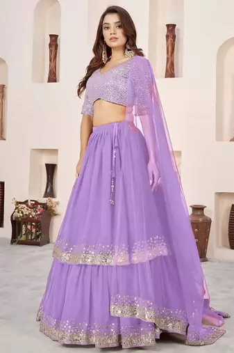 lavender georgette embroidered lehenga choli