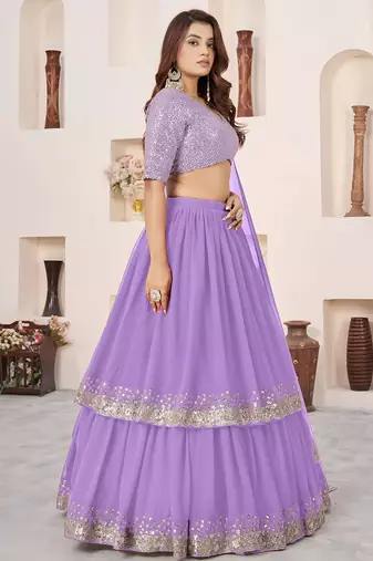 lavender georgette embroidered lehenga choli