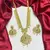 Antique Gold Plated Haram Necklace Set | Emerald Ruby Temple Jewelry | Bridal Pearl Drop Earrings