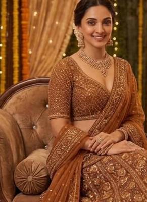 dark orange net embroidered lehenga choli 3