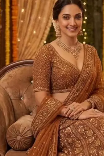 dark orange net embroidered lehenga choli