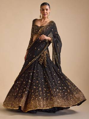 black georgette embroidered lehenga choli 2