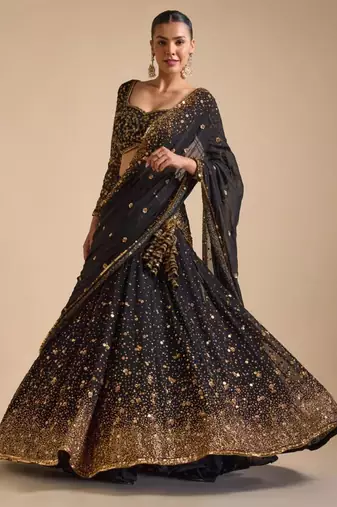 black georgette embroidered lehenga choli