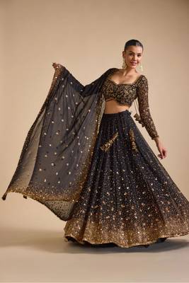 black georgette embroidered lehenga choli 3
