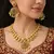 Antique Gold Temple Jewelry Set: Ruby Polki Kundan Necklace, Jhumka Earrings, Bridal Wedding Ethnic