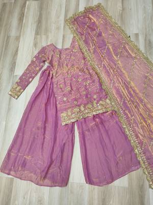Pink silk readymade suit with embroidery & sequince work 3