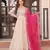 White & pink silk anarkali readymade suit with embroidery & beads work
