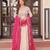 White & pink silk anarkali readymade suit with embroidery & beads work