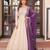 White & violet silk anarkali readymade suit with embroidery & beads work