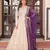White & violet silk anarkali readymade suit with embroidery & beads work