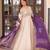 White & violet silk anarkali readymade suit with embroidery & beads work