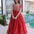 Red silk readymade gown with embroidery & beads work
