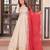 White & red silk anarkali readymade suit with embroidery & beads work