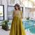 Mustard silk readymade gown with embroidery & beads work