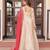 White & red silk anarkali readymade suit with embroidery & beads work