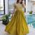 Mustard silk readymade gown with embroidery & beads work