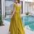 Mustard silk readymade gown with embroidery & beads work