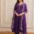 Violet chanderi silk anarkali readymade suit with thread embroidery work