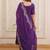 Violet chanderi silk anarkali readymade suit with thread embroidery work