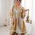 Grey & mustard tissue silk readymade suit with embroidery & mirror work