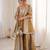 Grey & mustard tissue silk readymade suit with embroidery & mirror work