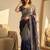 neavy blue-grey shaded in sequin embroidery chiffon saree 