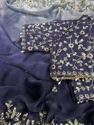 neavy blue-grey shaded in sequin embroidery chiffon saree  4
