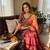 orange-maroon shaded in sequin embroidery chiffon saree 