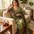 olive green-brown shaded in sequin embroidery chiffon saree 