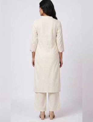 White rayon embroidered kurta set 2