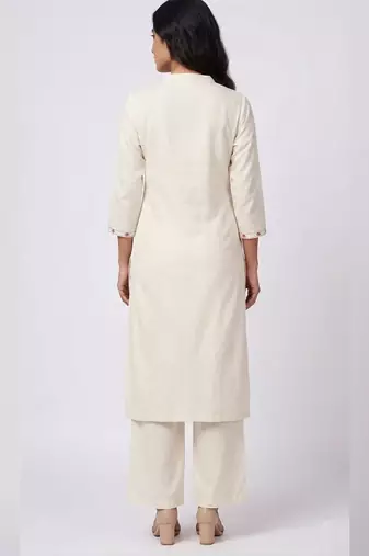 White rayon embroidered kurta set